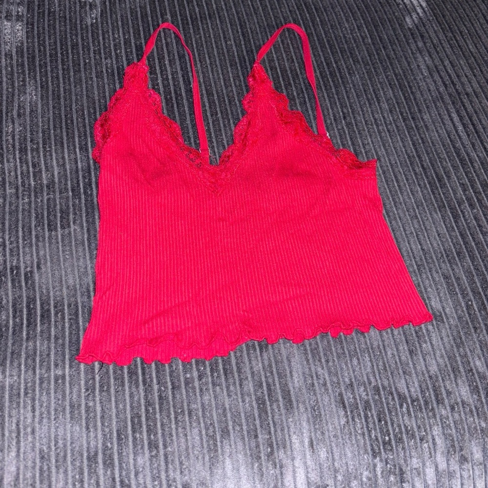 Forever 21 Red and pink Lace Trim Cami Top